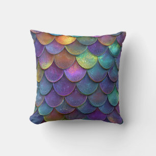 Decorativo Cojín Escamas de Sirena Iridiscente Arcoíris Magic