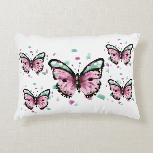 Decorativo Cojín estampado con mariposa (Anverso)