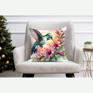 Decorativo Cojín Floral Colibrí Regalo de la Naturaleza