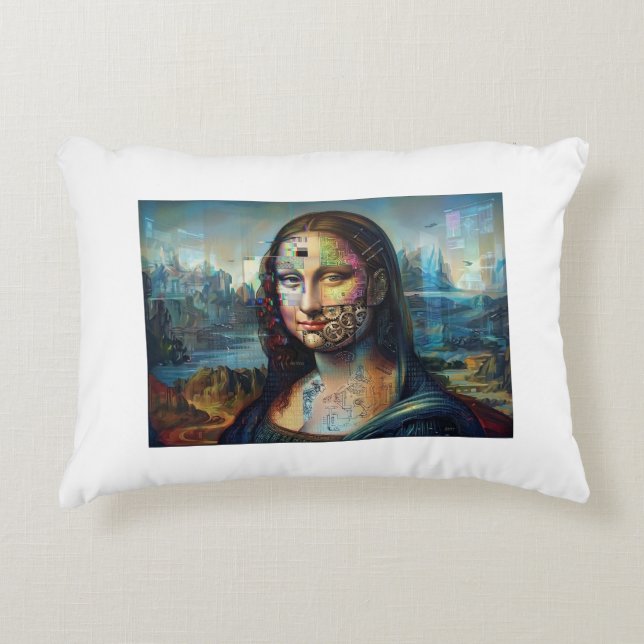 Decorativo Cojín futurista de la Mona Lisa (Anverso)
