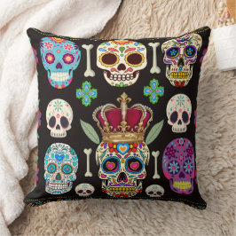 Decorativo Cojín gótico - Calaveras y huesos