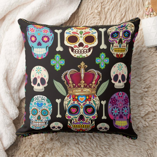 Decorativo Cojín gótico - Calaveras y huesos (Manta)