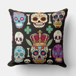 Decorativo Cojín gótico - Calaveras y huesos