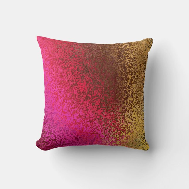Decorativo Cojín Iridescente Rosa y Dorado (Anverso)