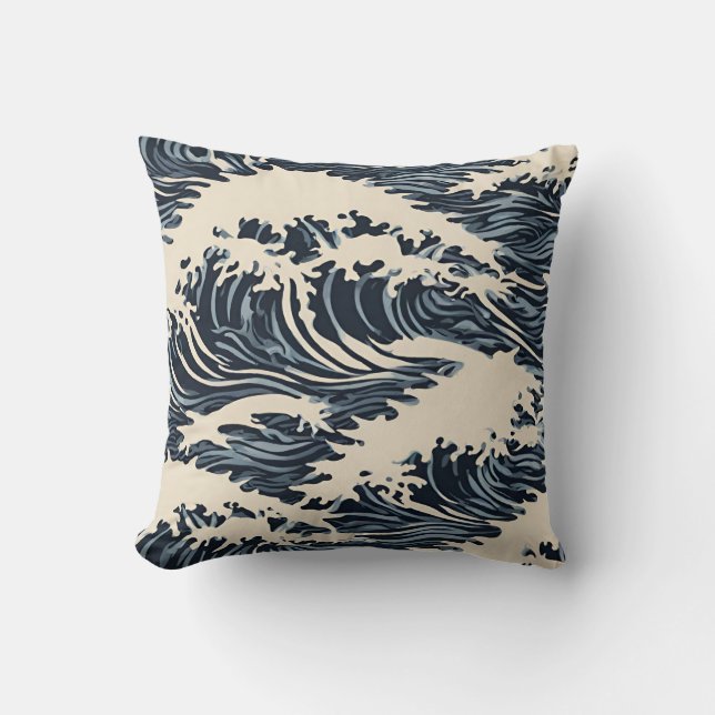 Decorativo Cojín Japonés de Olas (Anverso)