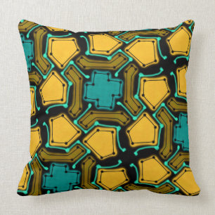 Decorativo Cojín Jimette Diseño negro anaranjado y turquesa