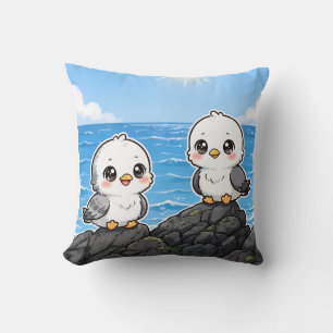 Decorativo Cojín Kawaii Pichones en el Mar