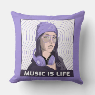 Decorativo Cojín Lavanda La Música Es Vida