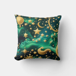Decorativo Cojín – Luna Celestial Esmeralda de Lujo