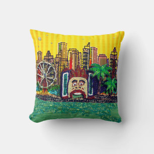 Decorativo Cojín Luna Park Yellow Stripe Sky