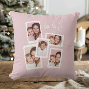 Decorativo Cojín Navideño Multi Foto Rosa Moderno “Fa La La”
