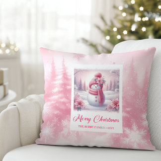 Decorativo Cojín Navideño Rosa Moderno Bosque Invernal Regalo