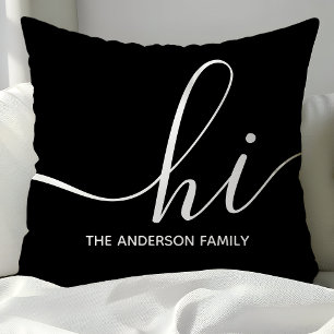 Decorativo Cojín negro personalizado con letra Hi 