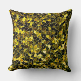 Decorativo Cojín oscuro, mosaico amarillo, división de línea 