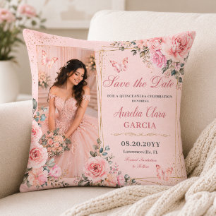 Decorativo Cojín para lanzar de Quinceañera Rosa Sonrojado