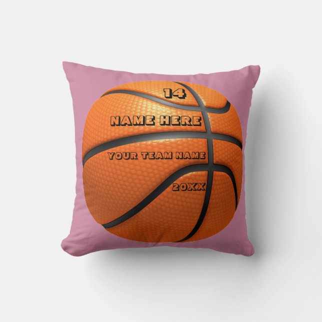 Decorativo Cojín personalizado de baloncesto con nombre del j (Anverso)