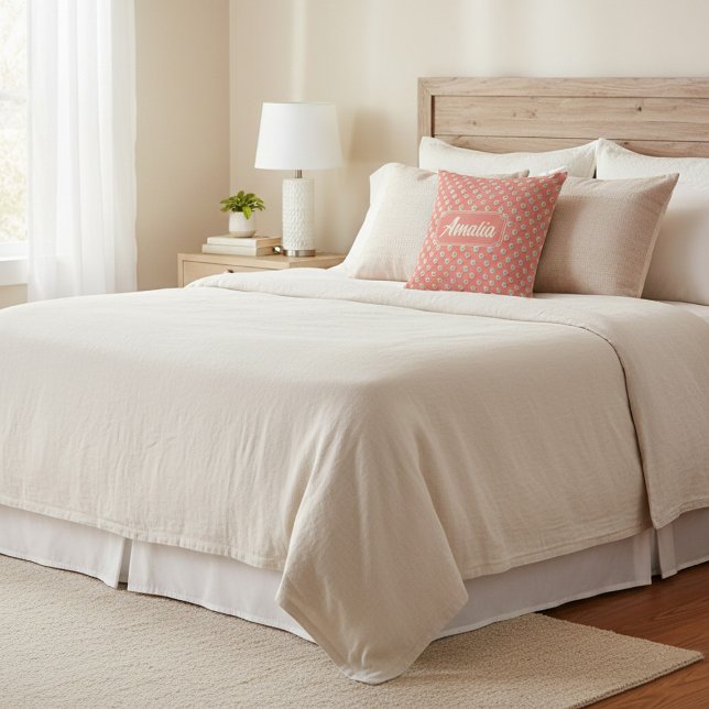 Decorativo Cojín Personalizado de Lunares de Coral (Subido por el creador)