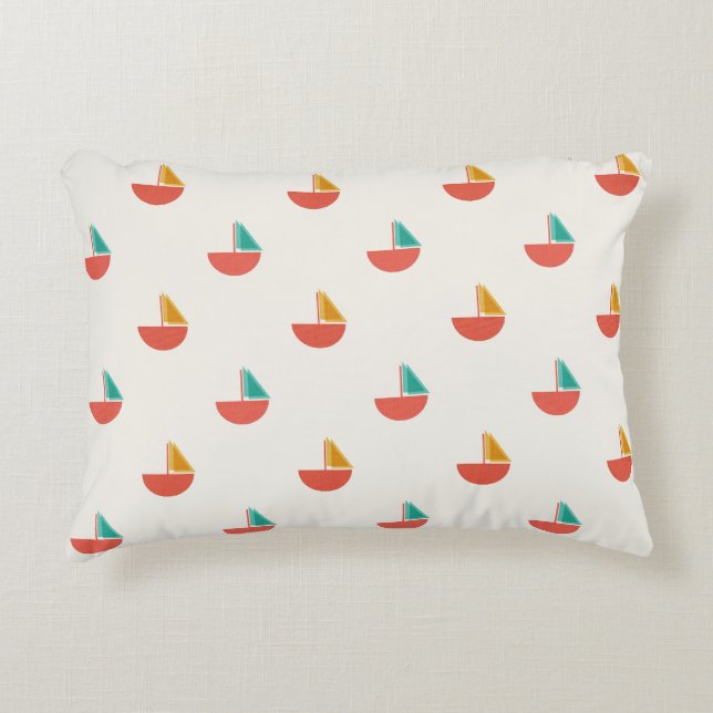 Decorativo Cojín rectangul  con patrón de barquitos pequeños  (Anverso)