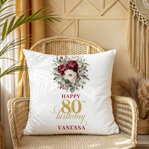 Decorativo Cojín Regalo Cumpleaños 80 Verde Burgundy Rubor