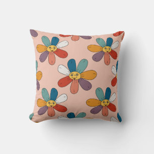 Decorativo Cojín Retro Flor Sonriente Estilo 70s – Diseño Psi