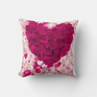 Decorativo Cojín Romántico Corazón de Pétalos de Rosa Rosa Pr