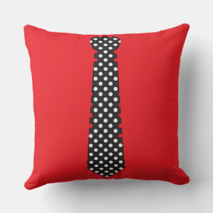 Decorativo Corbata de lunares negros, cojín rojo para echar