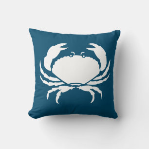 Decorativo CRAB BLANCO en cojín azul