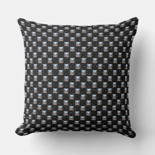 Decorativo Cuero negro con cojín de tejas Metalizado