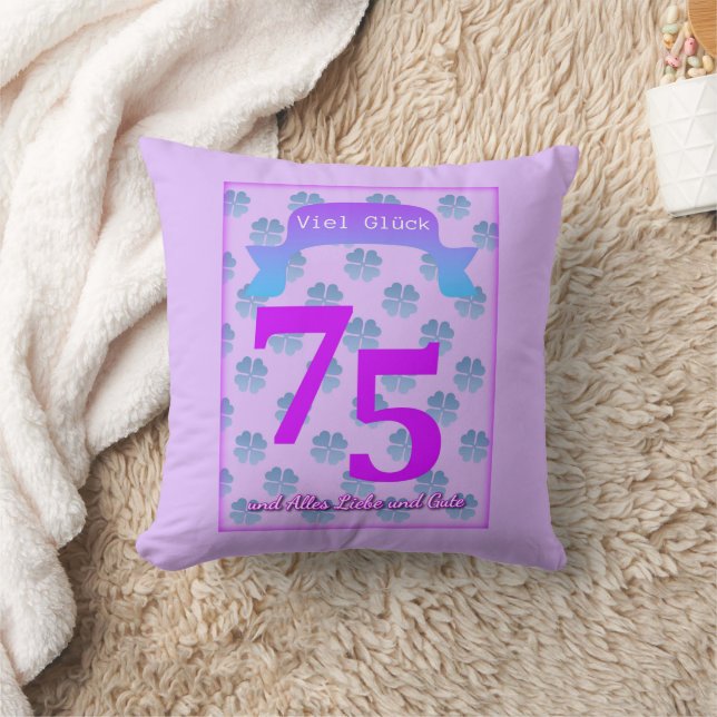 Decorativo Cumpleaños 75 en Alemán Cojín para Lanzar (Manta)