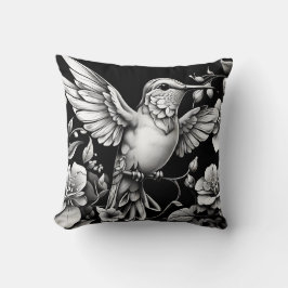 Decorativo Cute Hummingbird Cojín de diseño blanco y negro