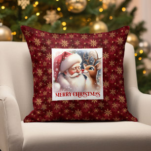 Decorativo Cute Santa Claus Rudolph Funda de Cojín Accesorio