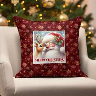Decorativo Cute Santa Claus Rudolph Holiday Cojín Cálido Hoga