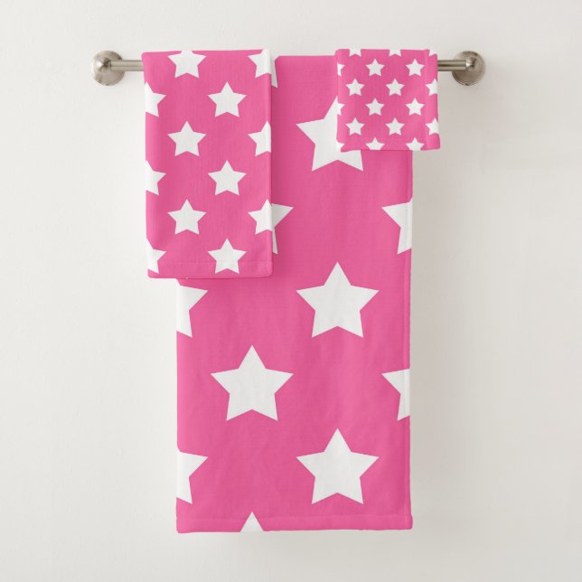 Decorativo del patrón de estrellas blancas rosadas (In situ)