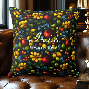Decorativo Diseño de cojín de arte popular floral Khokhloma o