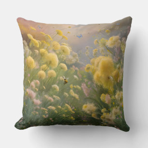 Decorativo diseño de cojín Flores silvestres caprichosas
