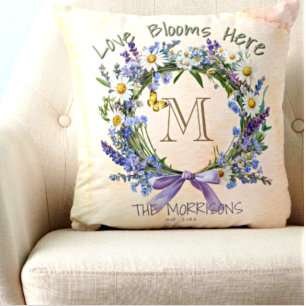 Decorativo El amor personalizado florece aquí el Cojín decora