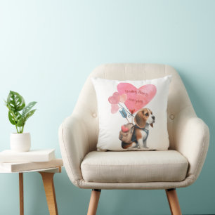Decorativo El día de San Valentín Beagle Puppy Cojín decorati