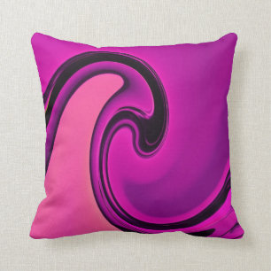 Decorativo El negro rosado abstracto remolina Cojín