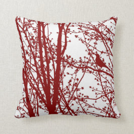 Decorativo El pájaro y las ramas rojos modelaron el Cojín