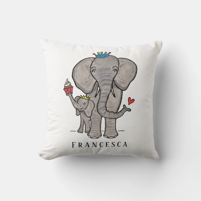 Decorativo Elefante personalizado y cojín de bebé (Anverso)