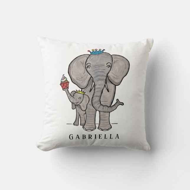 Decorativo Elefante personalizado y cojín de bebé (Anverso)