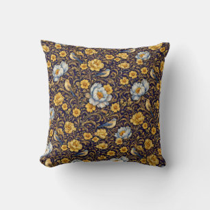 Decorativo Elegante cojín con estampado floral en oro