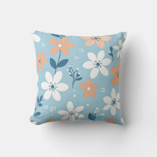 Decorativo Elegante cojín de lanzamiento floral azul pastel y