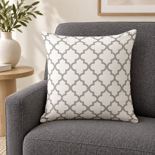 Decorativo Elegante cojín gris plomo blanco con enrejado de c
