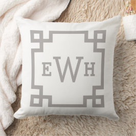Decorativo Elegante cojín gris plomo con monograma inicial de