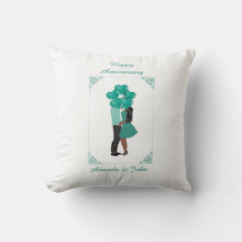 Decorativo Elegante cojín personalizado de aniversario feliz