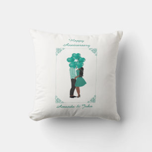 Decorativo Elegante cojín personalizado de aniversario feliz 