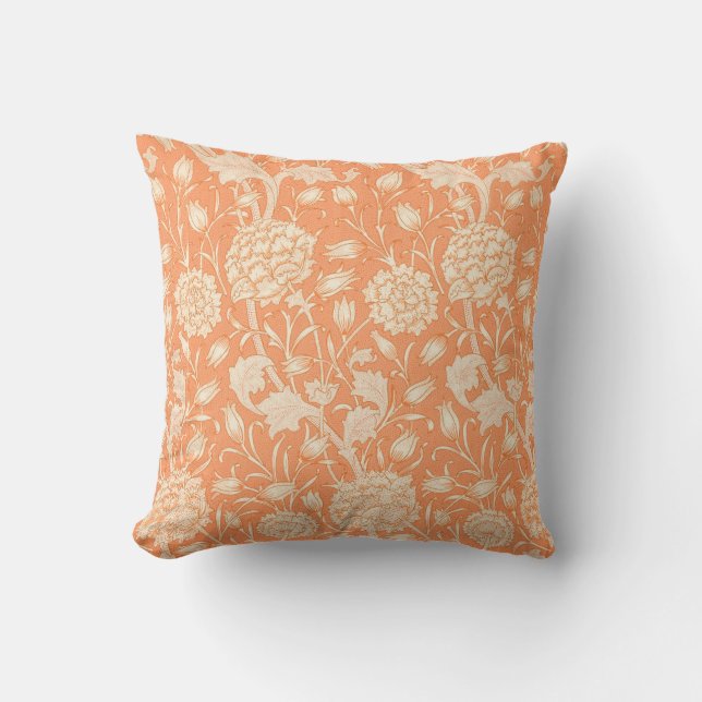 Decorativo Elegante patrón floral Naranja Crema Cojín decorat (Anverso)