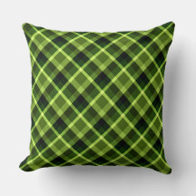 Elegante Pea Green Plaid Pattern Gran Cojín decora