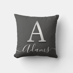 Decorativo Elegante Personalizado plateado Monograma A Cojín
